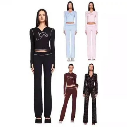 Designer iam gia Women's Tracksuits Thicken Two 2 Piece Set Outfits For Women Flared Pants Zip-up Cap Long Sleeve High Spring Top & Low Waist Micro Social